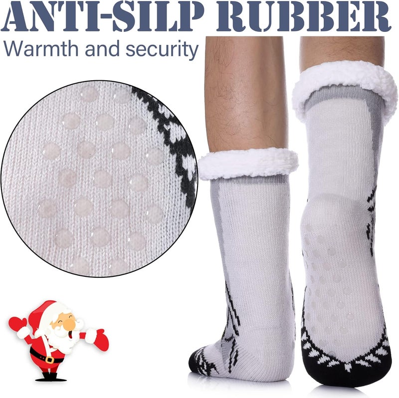 LINEMIN Mens Warm Slipper Socks Soft Cozy Fuzzy Fleece-Lined Winter Non Slip Indoor Christmas Socks - Image 3